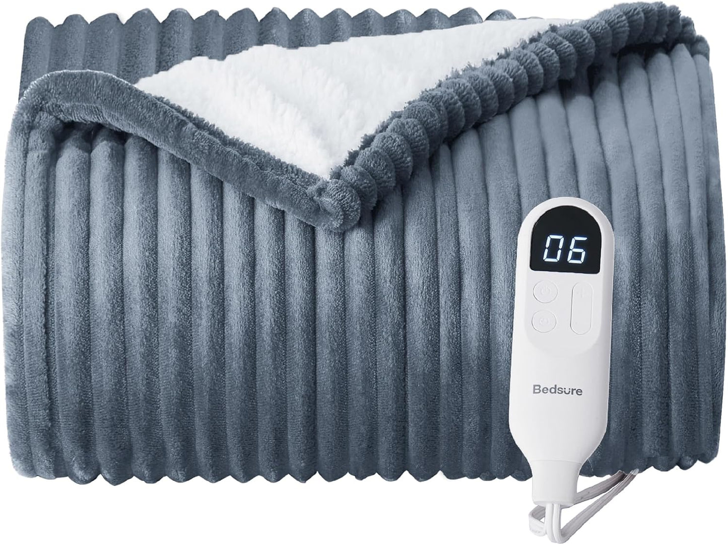 Bedsure Cozy Heated Blanket - 6 Heat Levels, Auto Shut Off
