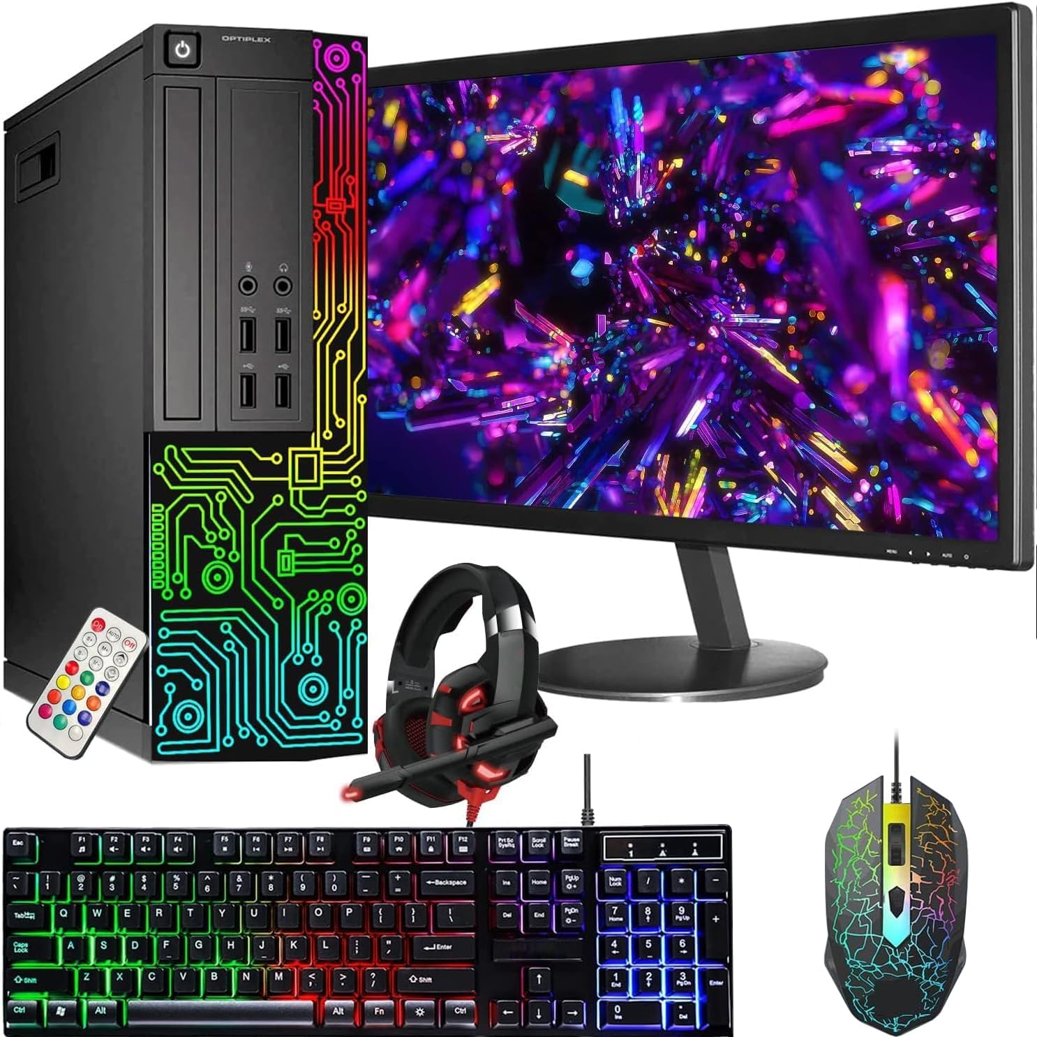 Dell OptiPlex Desktop - Intel Core i7, 16GB RAM, 512GB SSD - Complete RGB Setup