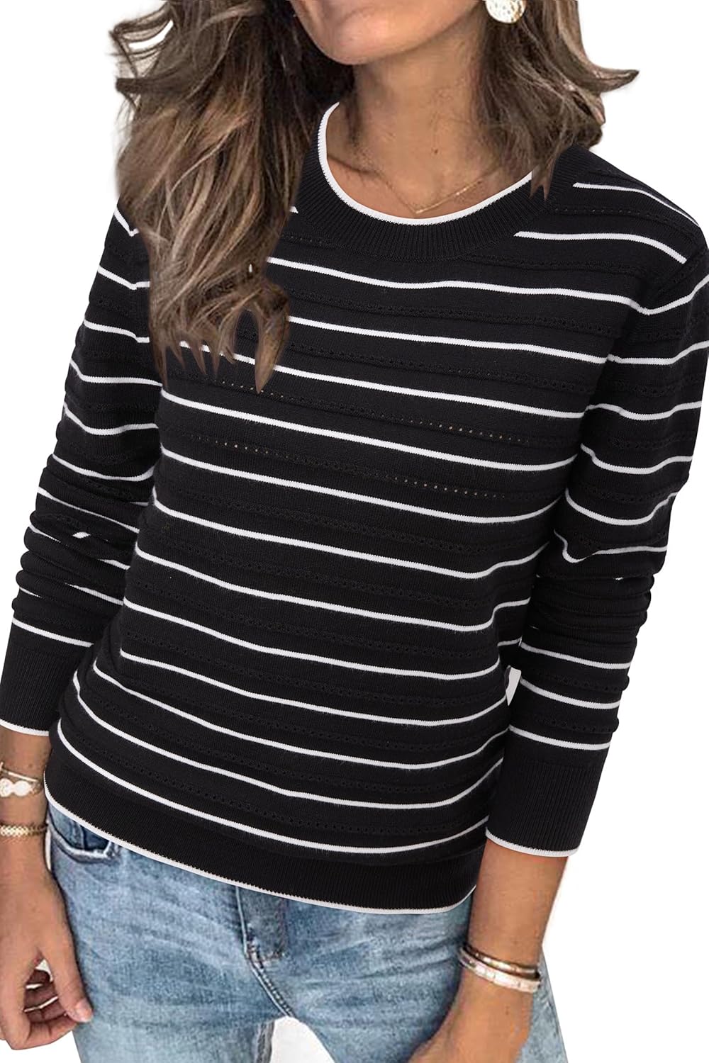 Arach&Cloz Women's Soft Knit Sweater Dressy Casual Pullover Tops
