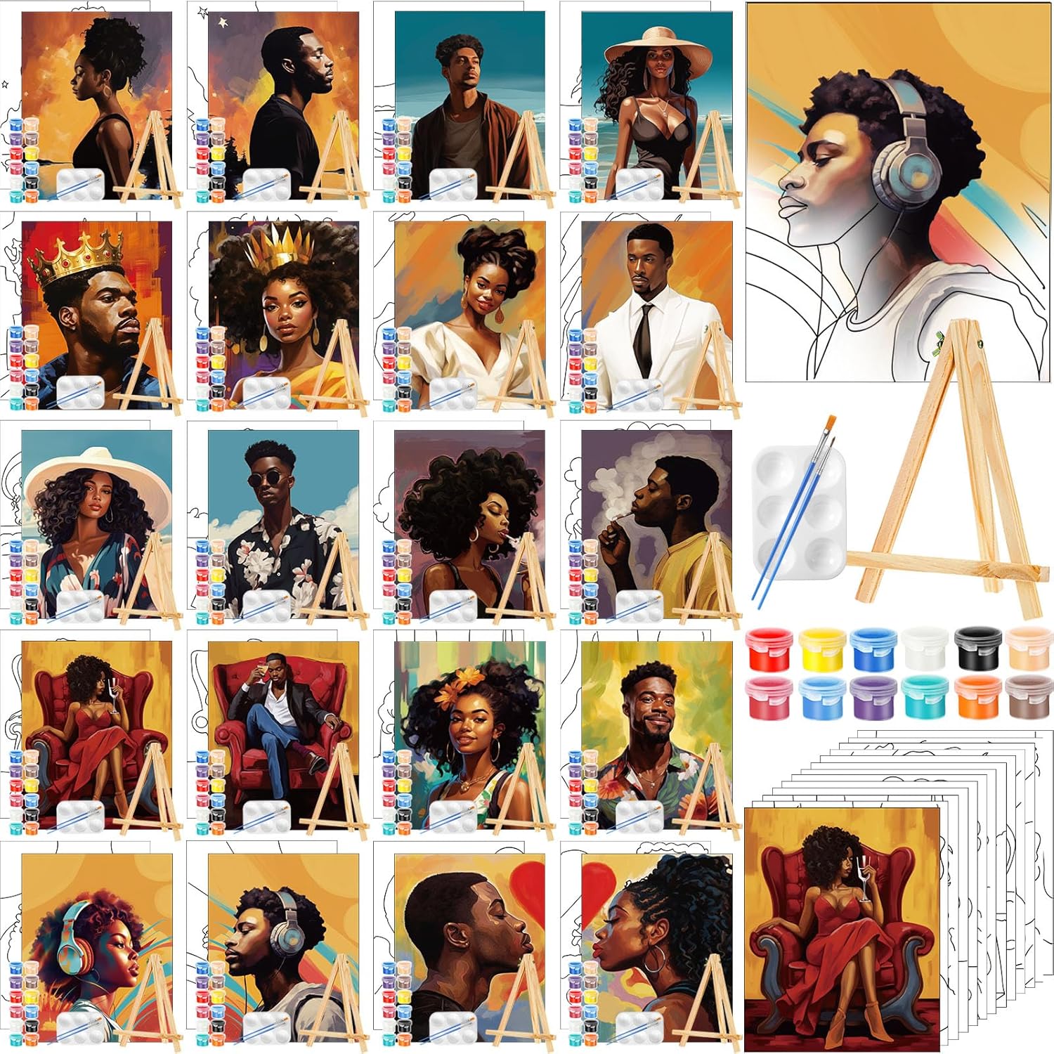Zhanmai 20 Pack Pre Drawn Canvas for Painting and Fun
