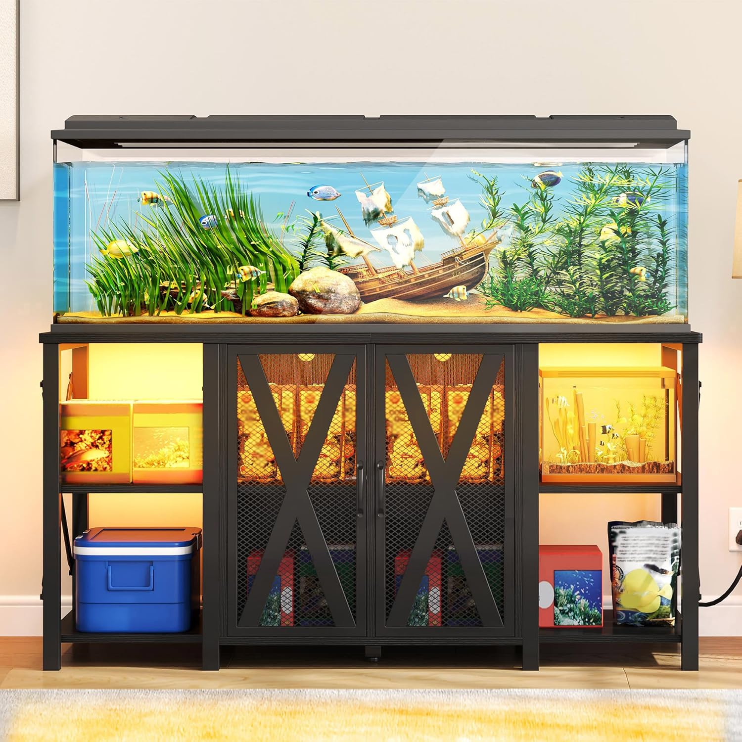 YITAHOME 90-120 Gallon Reptile Tank Stand with LED Light