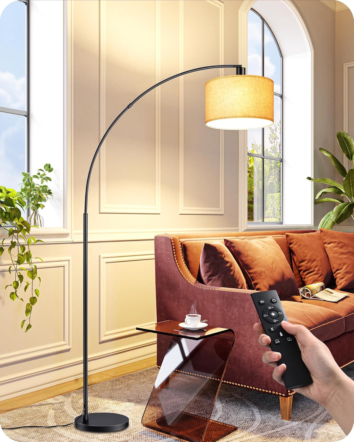 Modern Arc Floor Lamp with Remote Control for Stylish Lighting