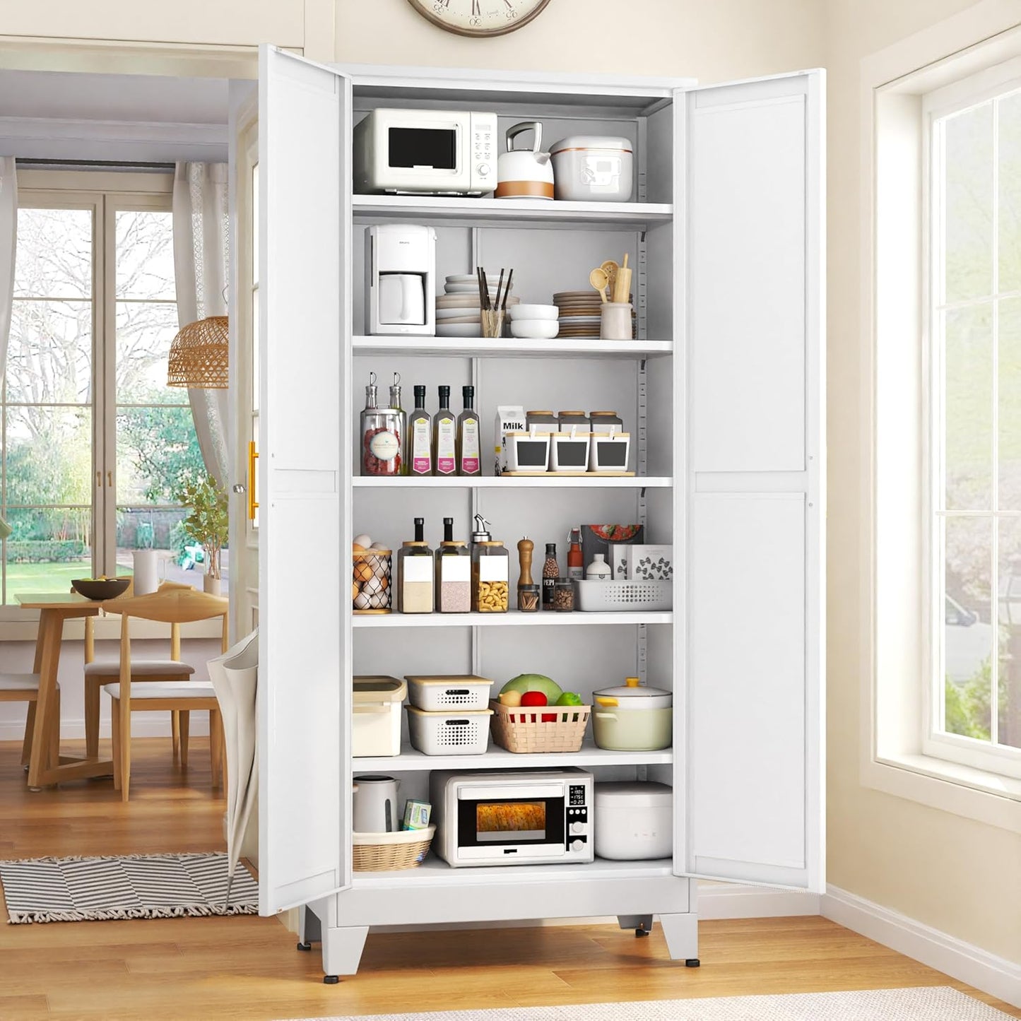 75.2 Tall Metal Kitchen Pantry Storage Cabinet with Adjustable Shelves