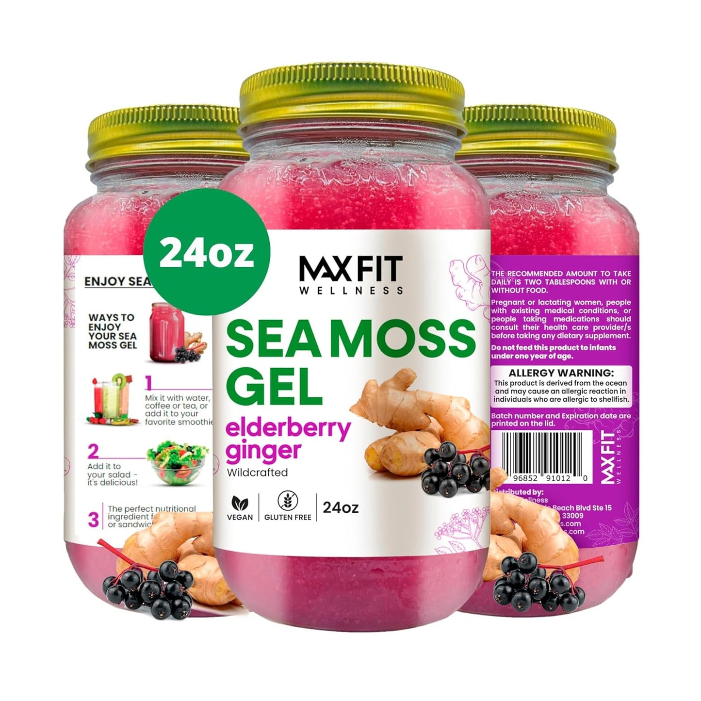 Raw Sea Moss Gel with 12 Flavors - 24oz Vegan Superfood