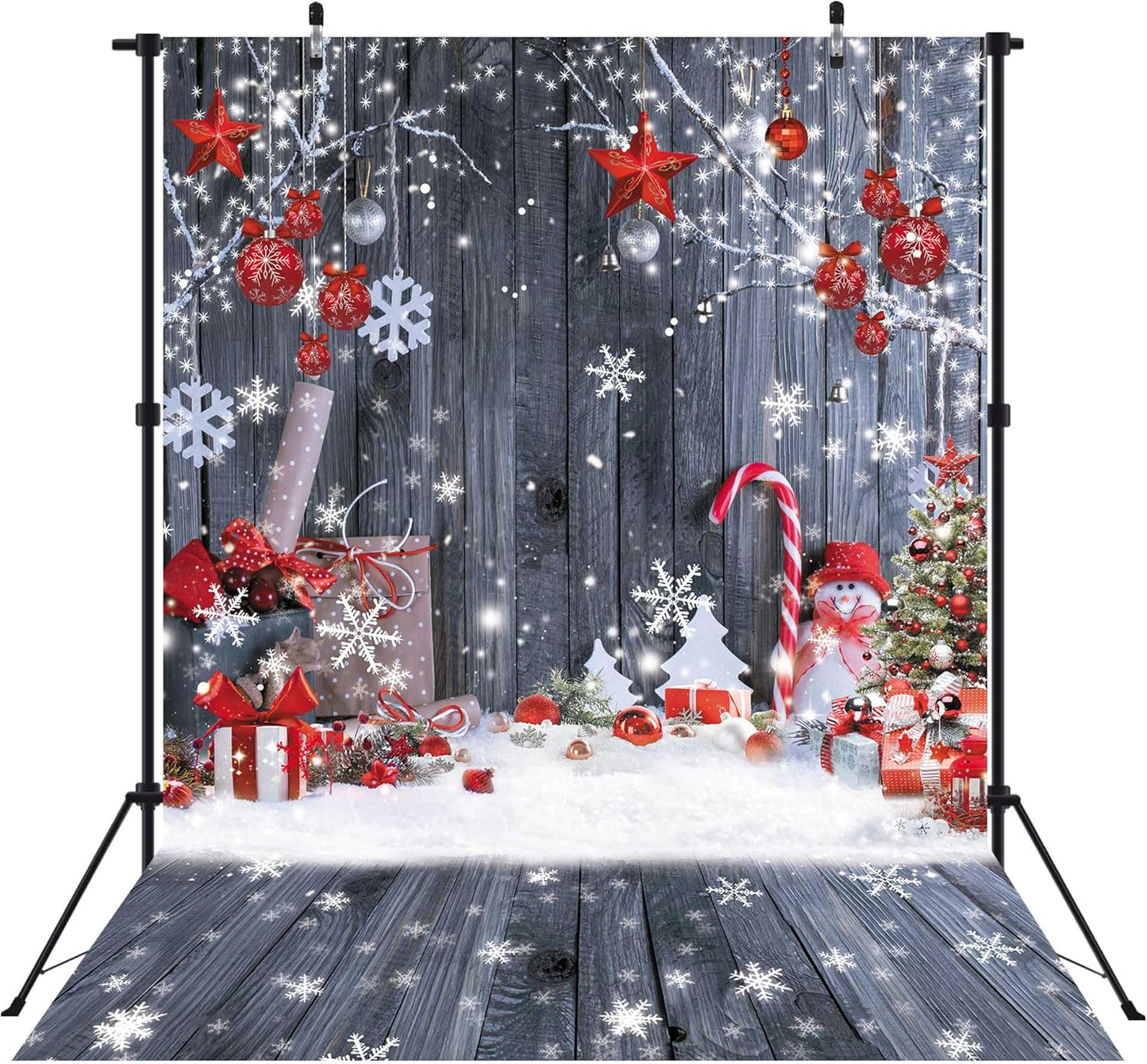 8X10FT Christmas Wood Wall Photography Backdrop for Winter Fun
