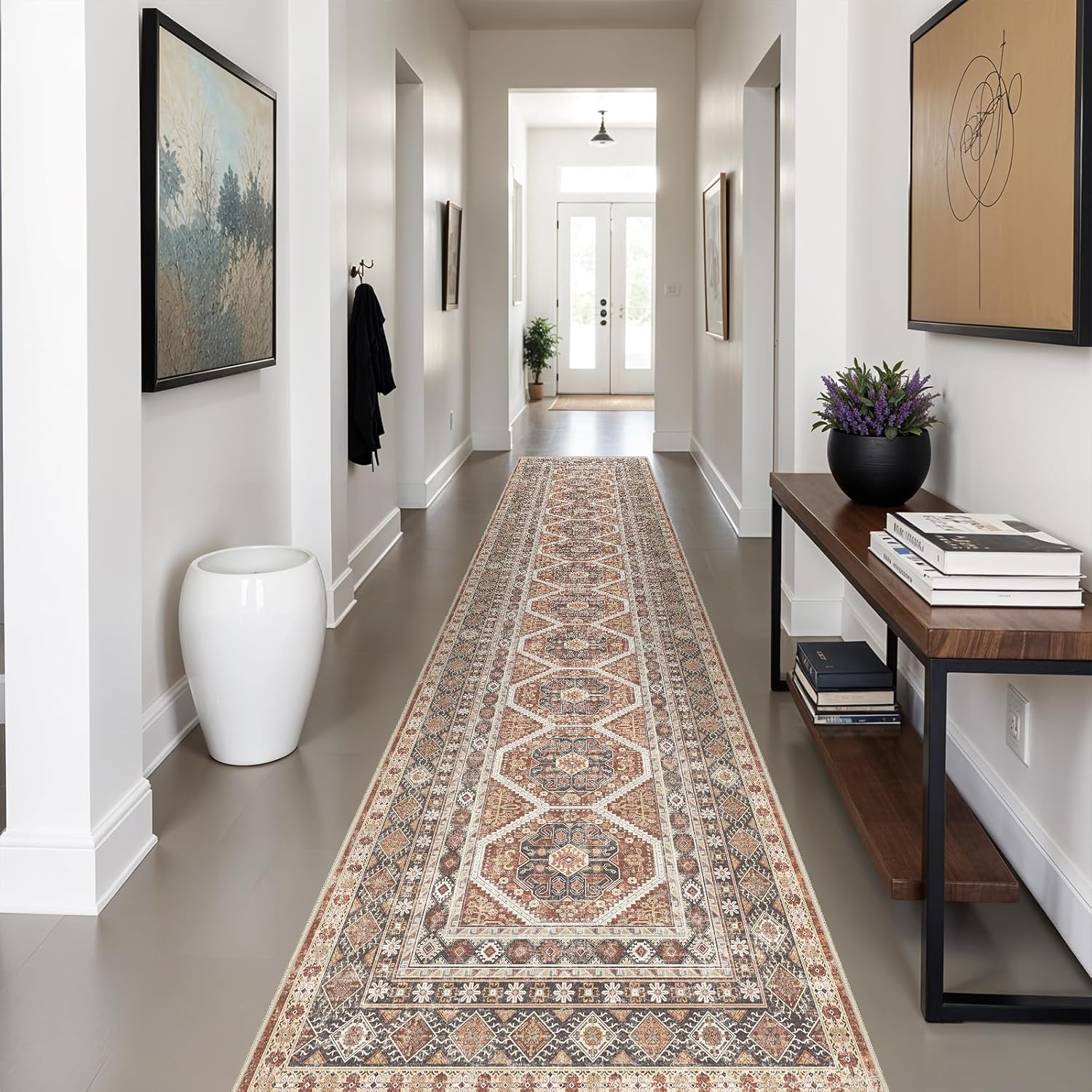 3x14 Runner Rug Kitchen Washable with Non Slip Backing Design