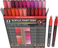 Acrylic Paint Pens 22 Red & Pink Tones Assorted Pro Color Set