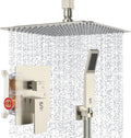 Brass 10 in Ceiling Mounted Rain Shower System - Brushed Nickel
