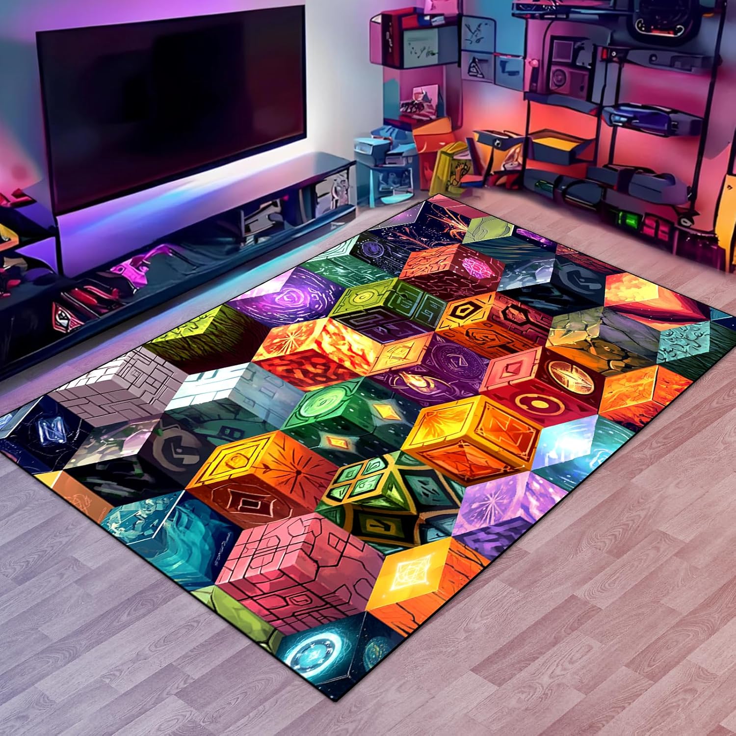 Magic Game Element Rug for Boys ~ Non-Slip Gaming Area 70 x 55