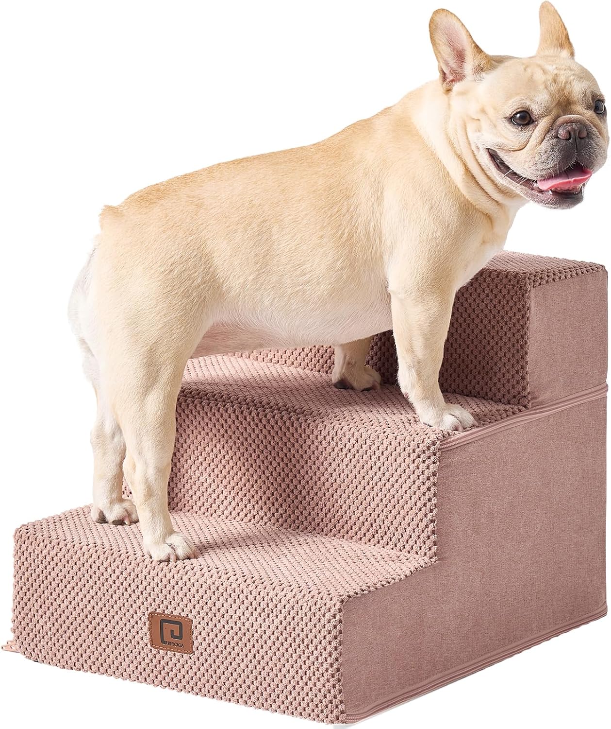 EHEYCIGA Dog Stairs for Small Dogs - 3-Step Pet Steps in Pink