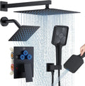 Shower Faucet Set Matte Black 12in Rainfall with Dual Heads