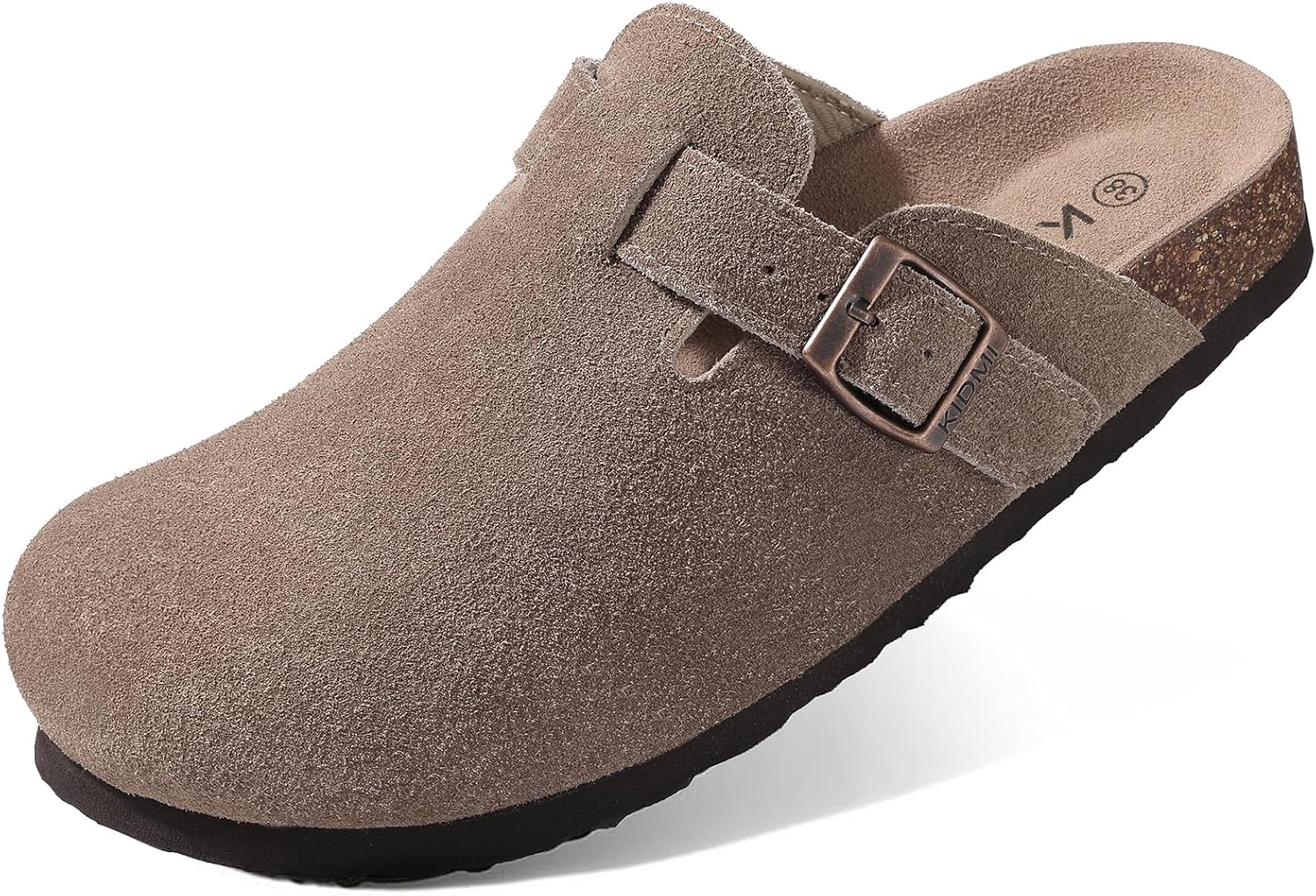 KIDMI Women's Genuine Suede Clogs with Cork Footbed Sandals