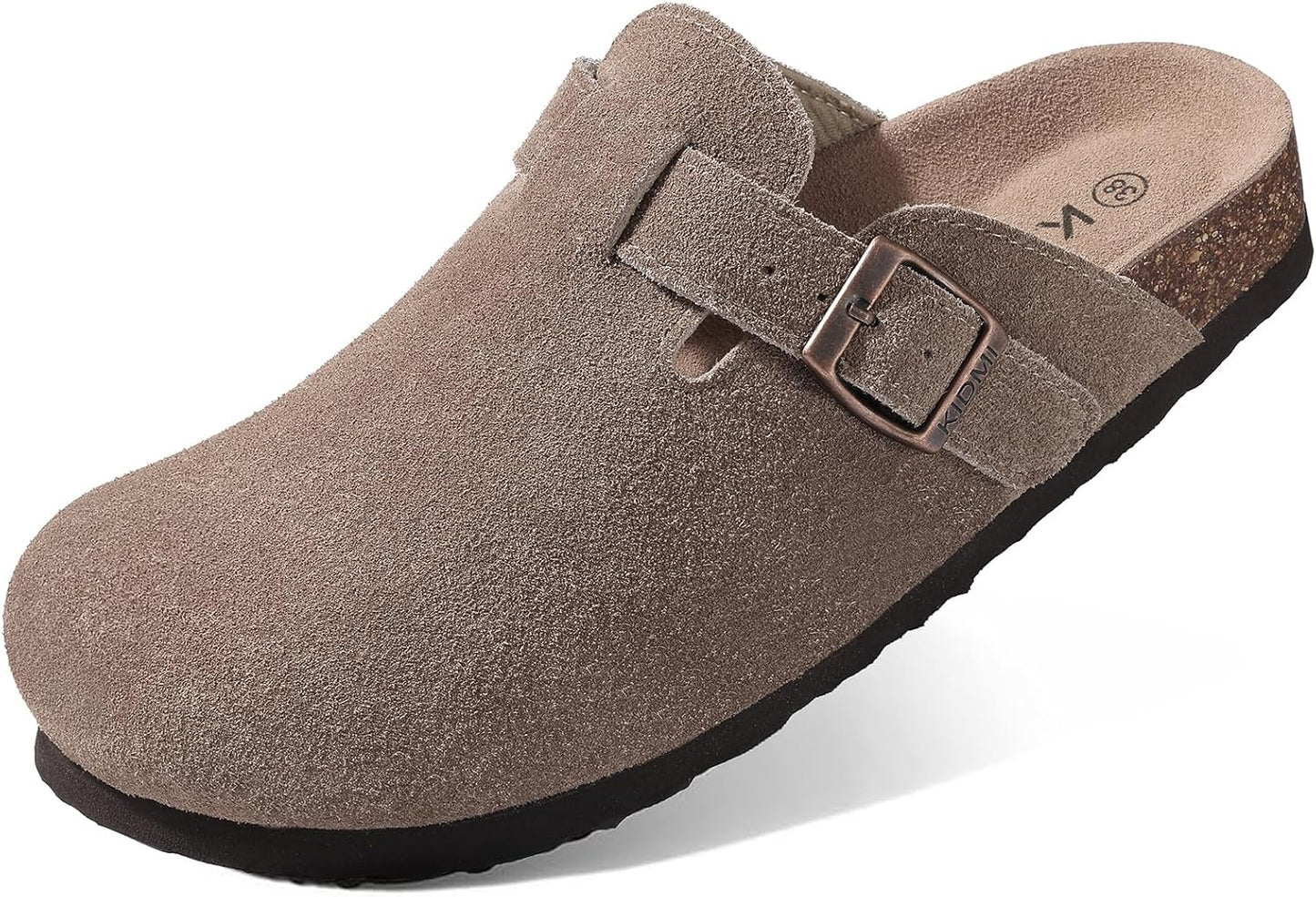KIDMI Women's Genuine Suede Clogs with Cork Footbed Sandals