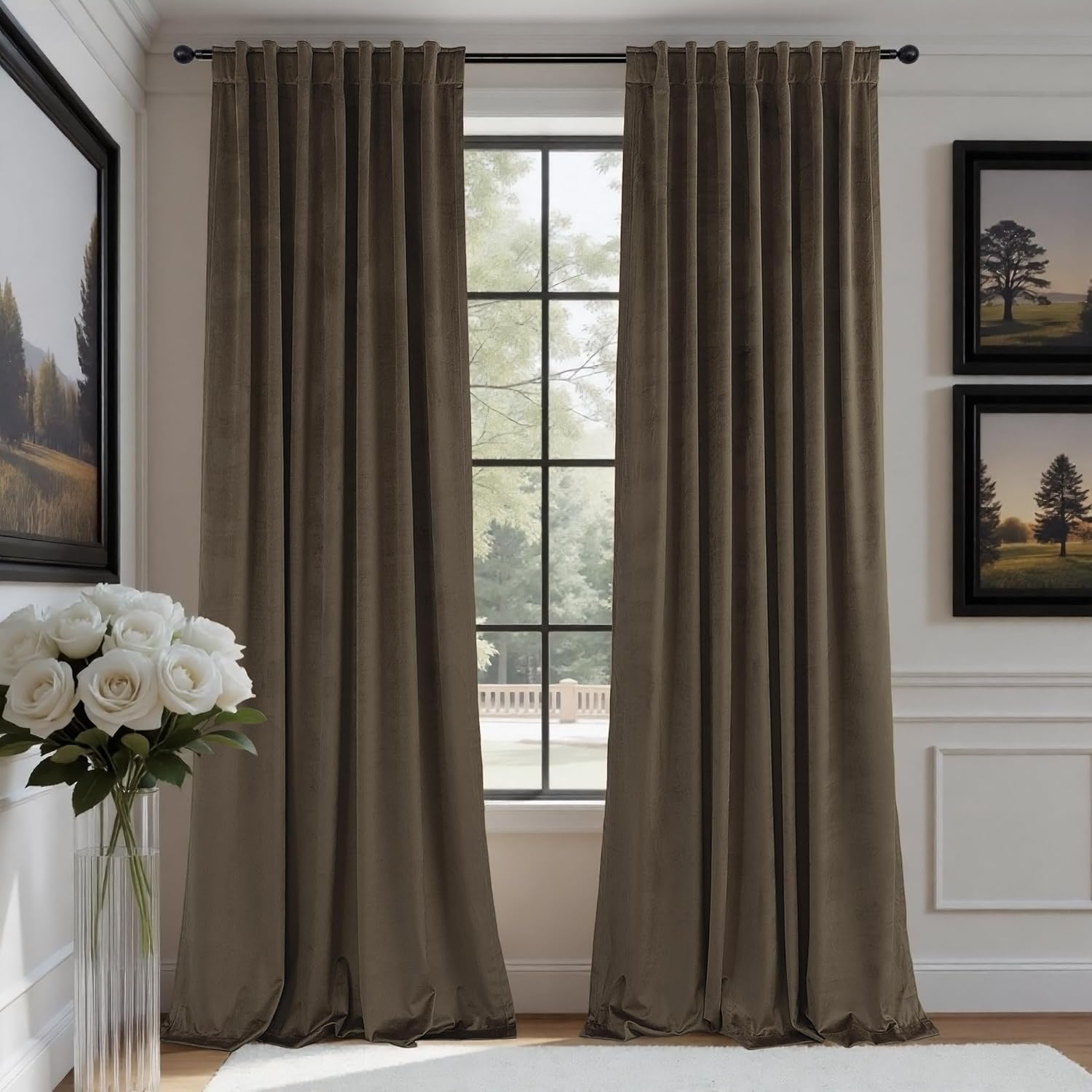 Brown Velvet Curtains 84 Inch Long for Luxury Home Decor