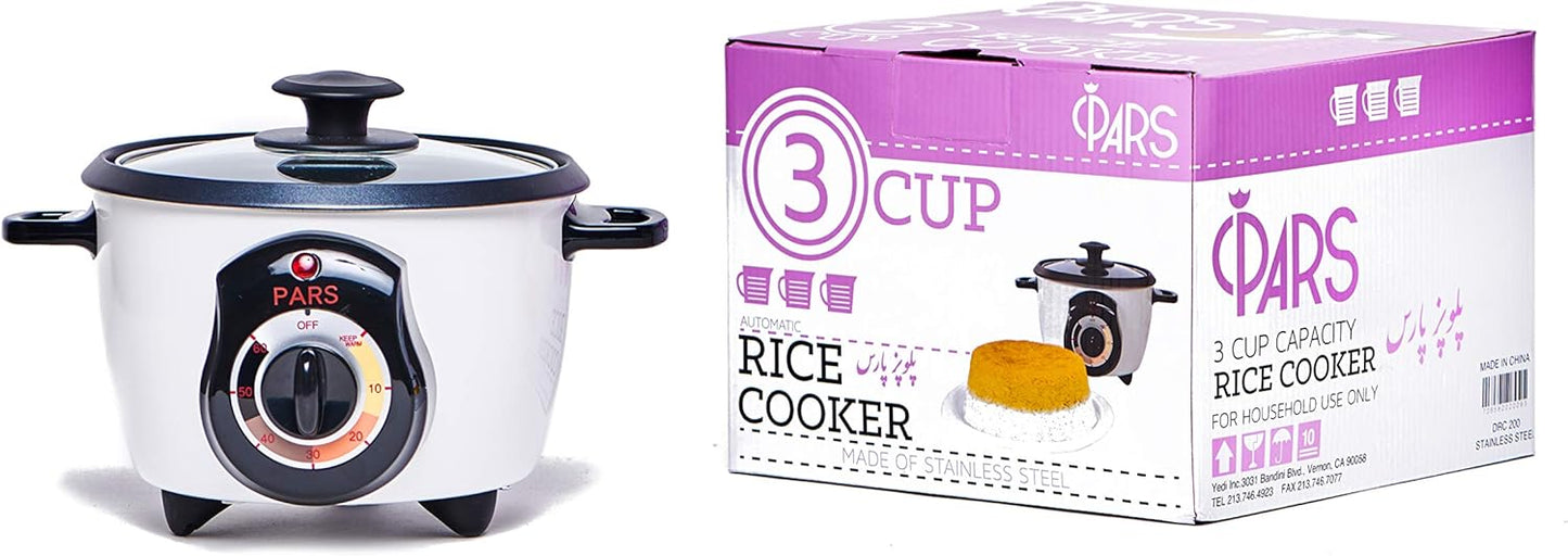 Pars 3 Cup Automatic Rice Cooker for Perfectly Cooked Rice