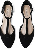Ataiwee Women's Wide Flat Shoes - Pointed T-Strap Summer Flats