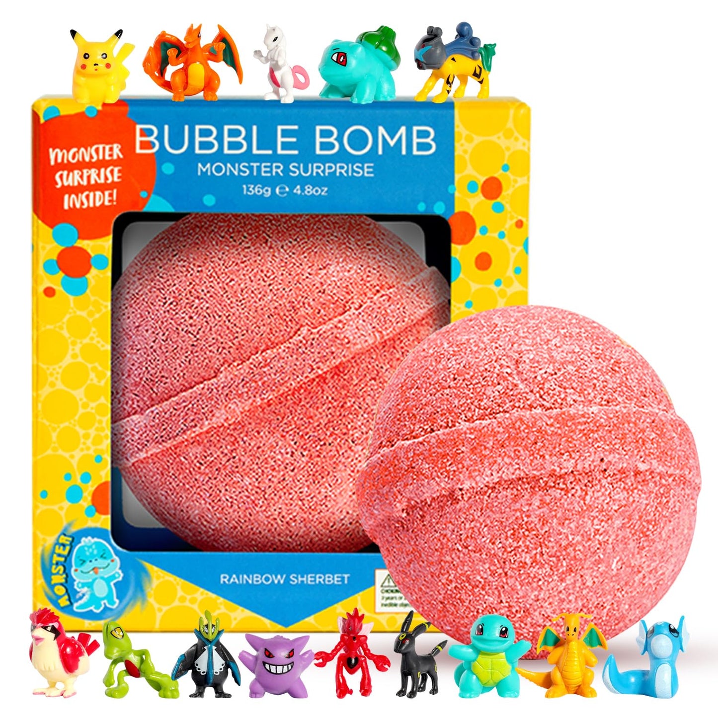 Poke Monster Bath Bomb w/ Surprise Toys - Kids' Bubble Bath Fun!