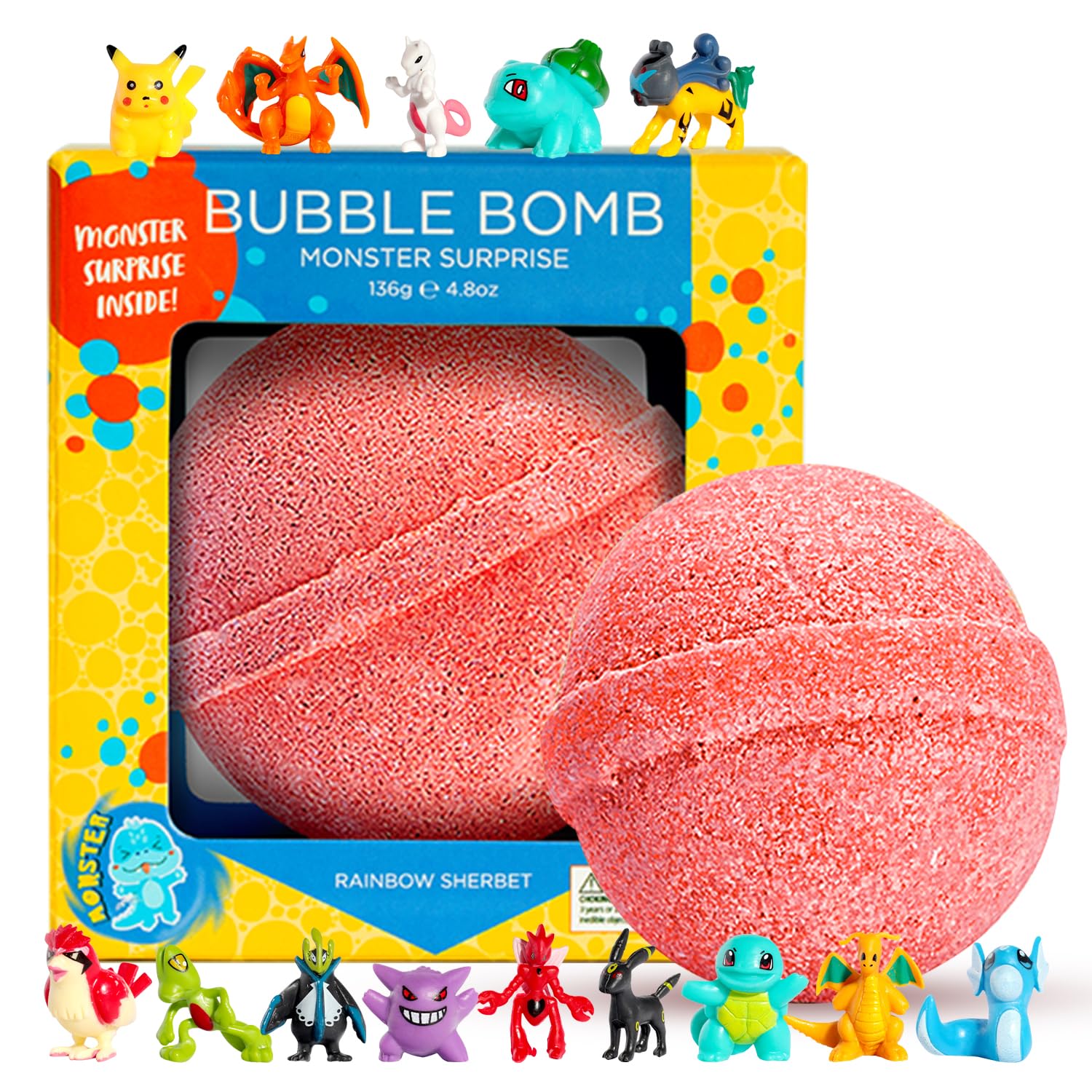Poke Monster Bath Bomb w/ Surprise Toys - Kids' Bubble Bath Fun!