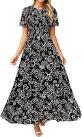 Simplee Womens Summer Floral Casual Maxi Dress - Flowy Chiffon Dresses