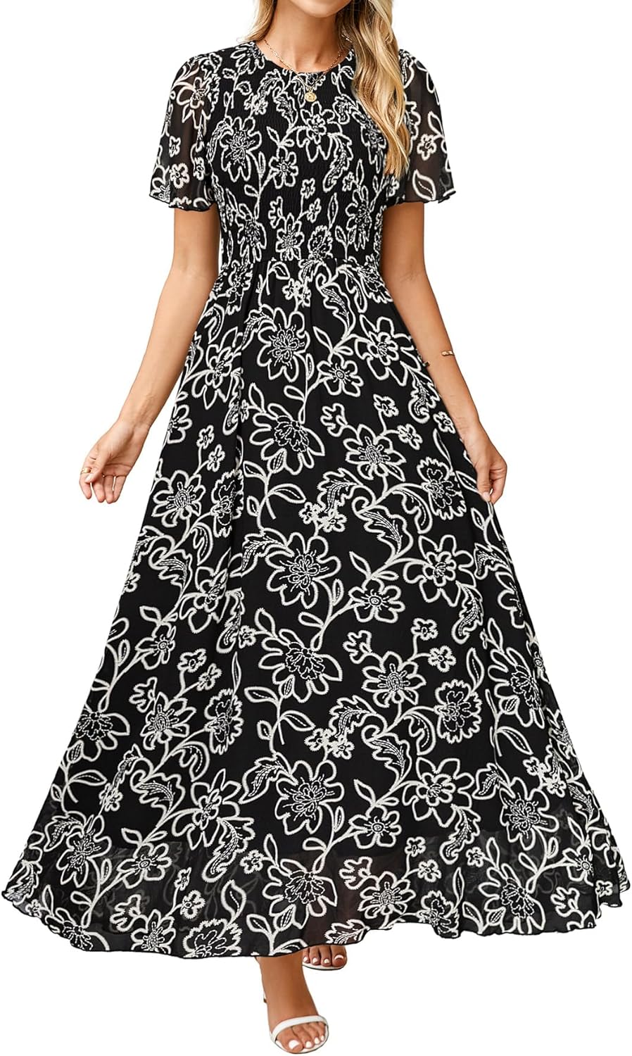 Simplee Womens Summer Floral Casual Maxi Dress for Elegance