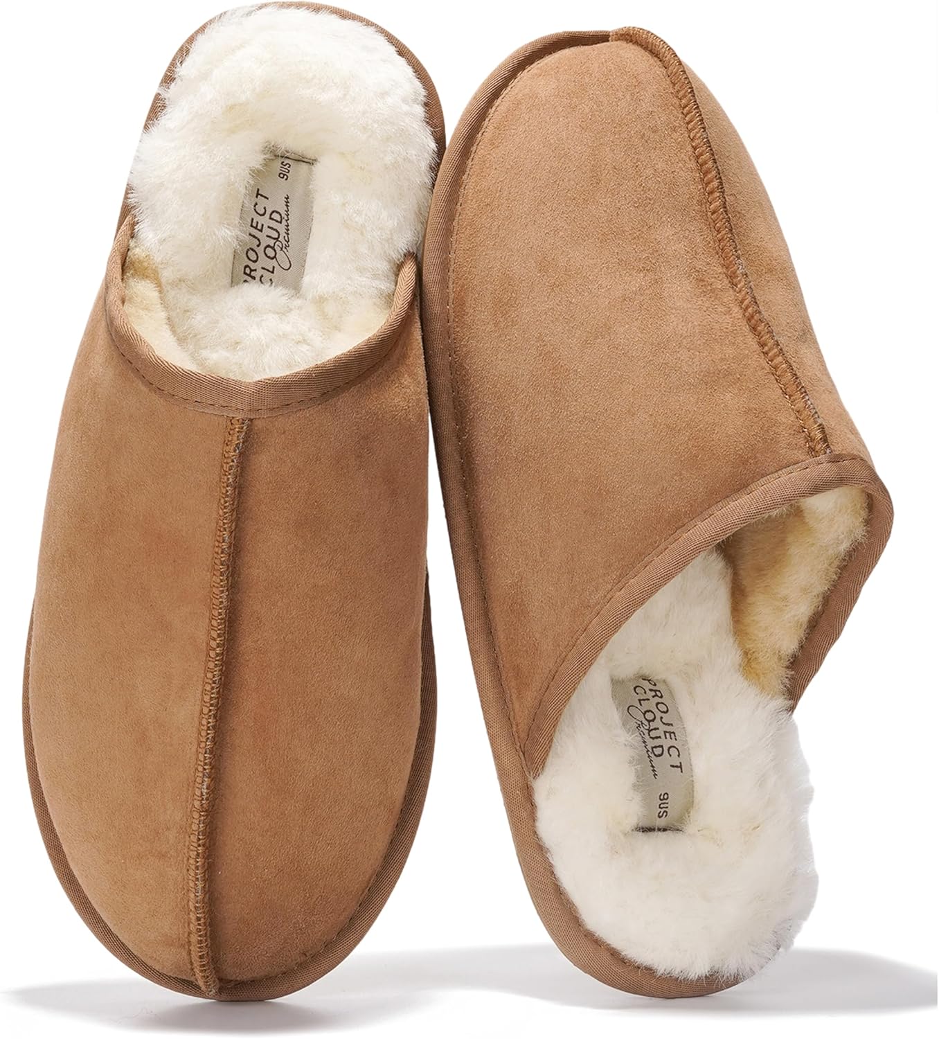 Project Cloud Mens Slippers with Genuine Leather and Shearling