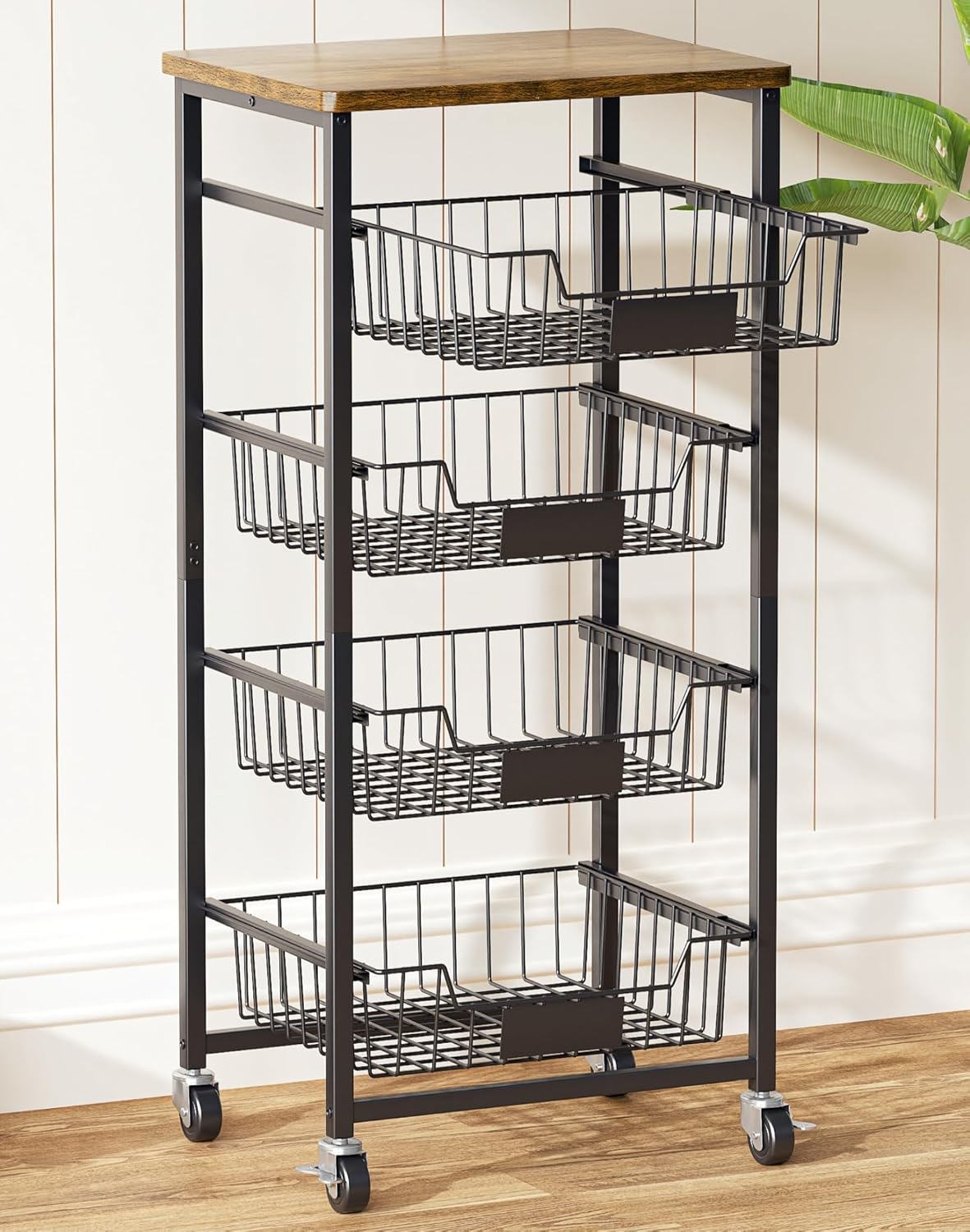 5-Tier Utility Kitchen Organizer Rolling Cart for Fruits and Veggies