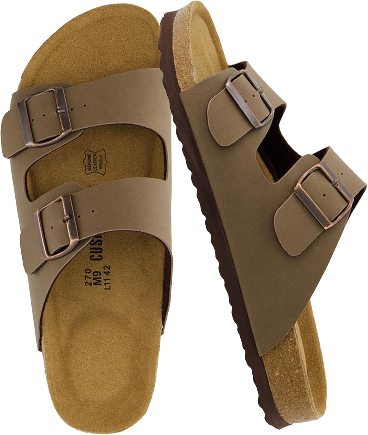 CUSHIONAIRE Lane Cork Footbed Mens Sandals for Summer Comfort