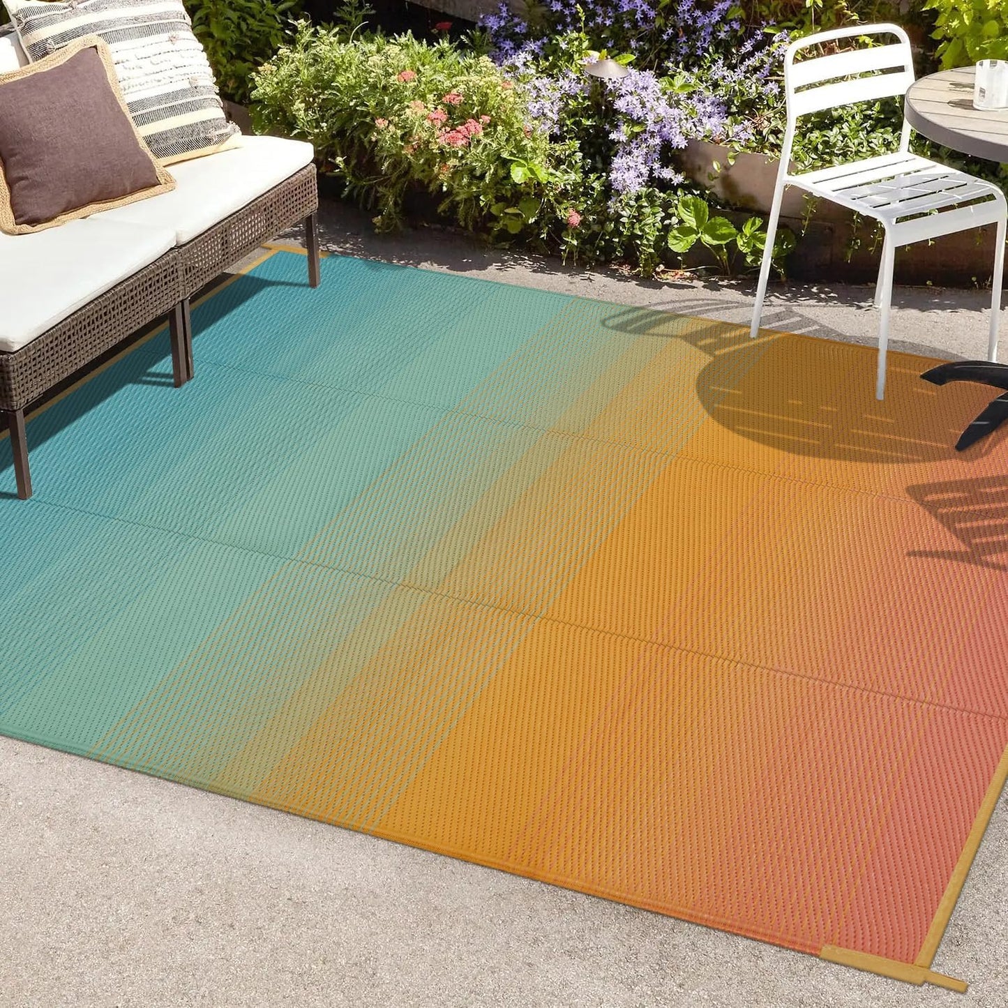 Anidaroel 6x9ft Ombre Outdoor Rug for Patios Clearance Sale