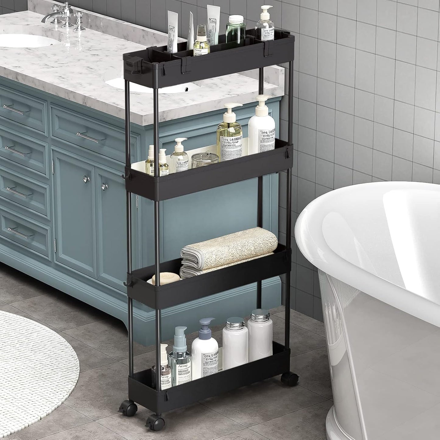 SPACELEAD Slim 4-Tier Storage Cart: Maximize Space!