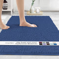 Plush Shaggy Chenille Bath Mat Dark Blue - Extra Soft, Non-Slip