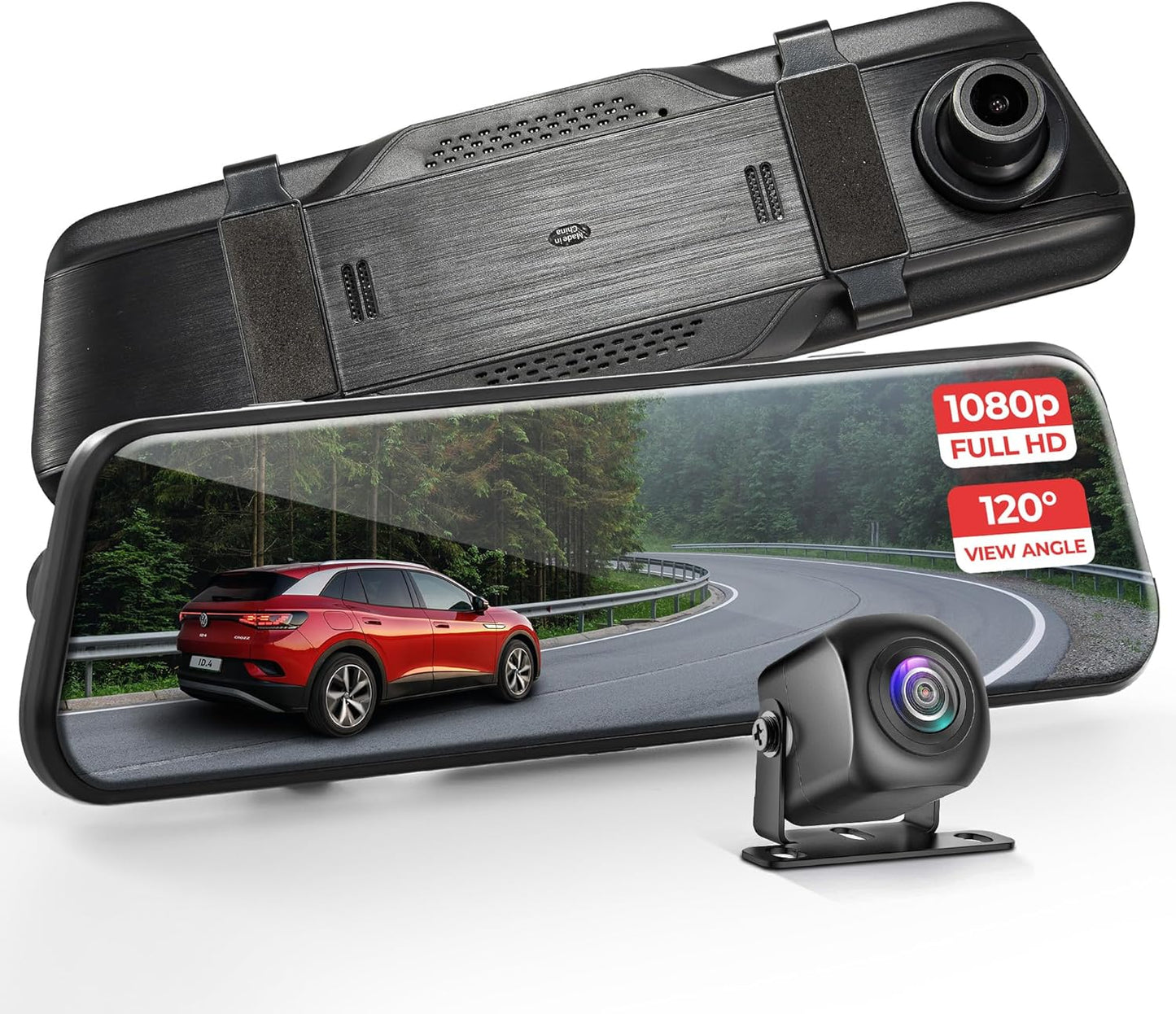Pyle Dual Dash Cam Rearview Mirror with 1080p Full HD Recording