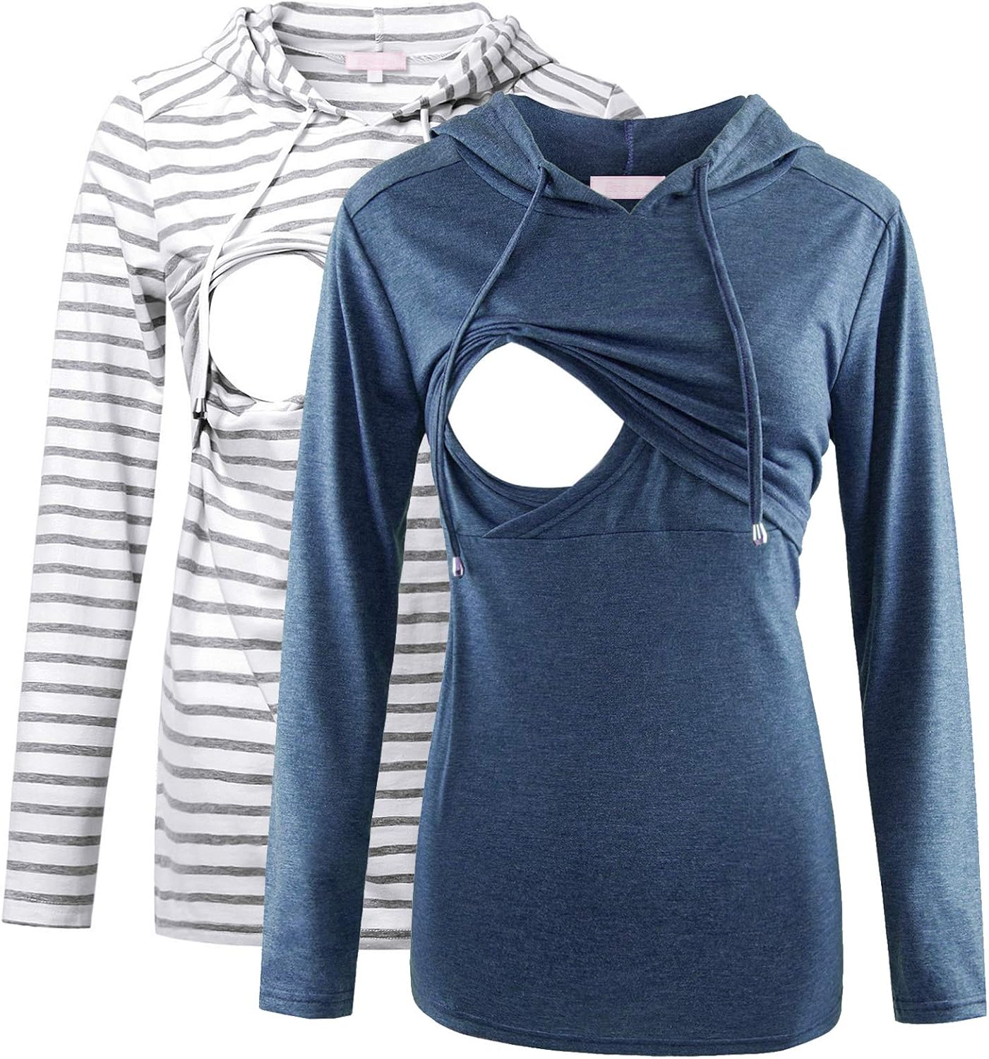Bhome Nursing Shirt Long Sleeves Hoodie for Breastfeeding Moms