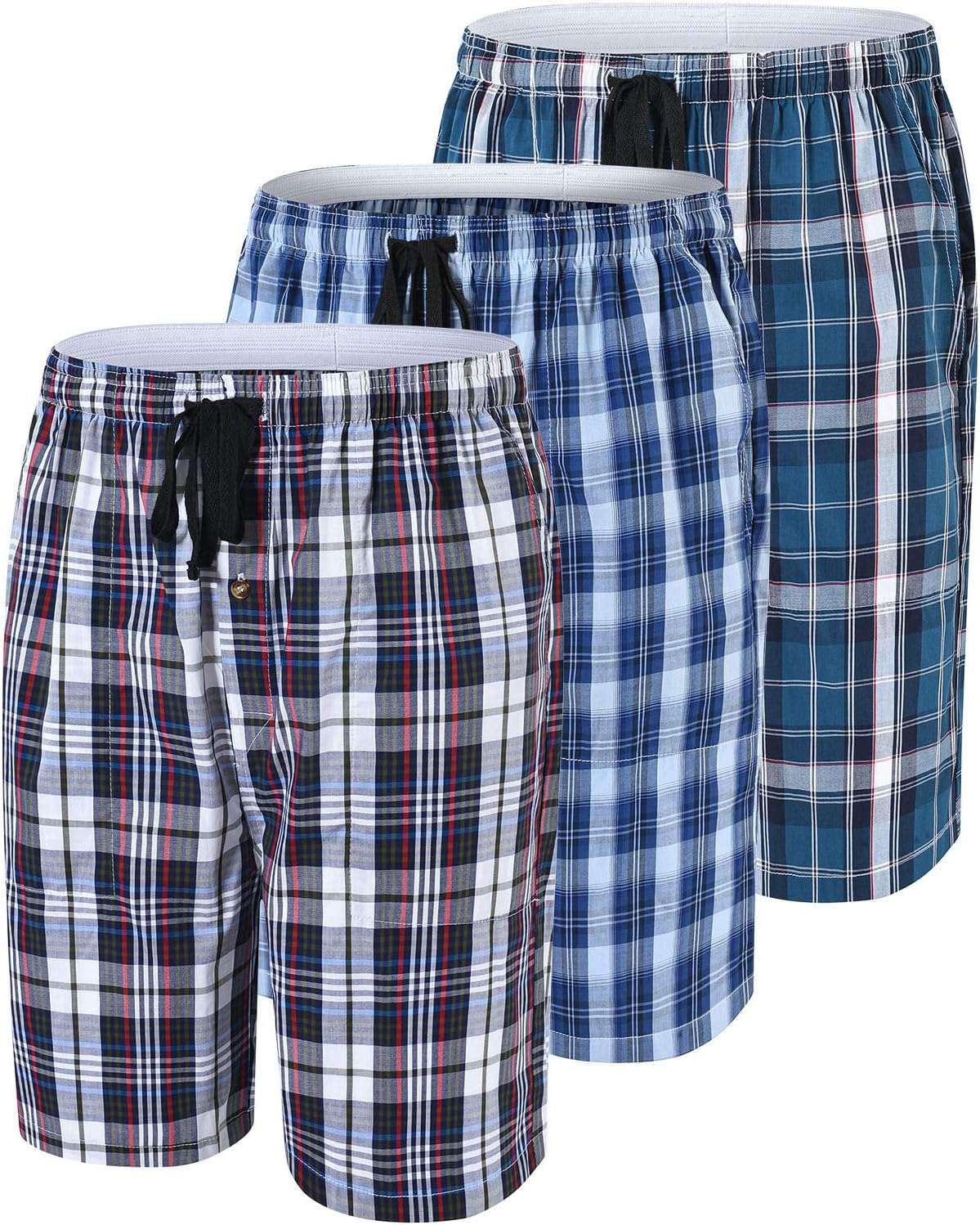 MoFiz Men's Plaid Pajama Shorts 3-Pack for Ultimate Comfort
