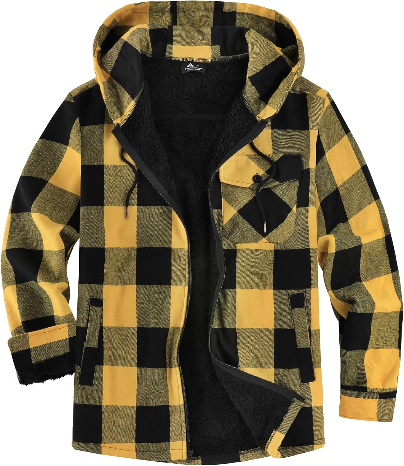 V VALANCH Men's Sherpa Lined Flannel Jacket for Winter Warmth