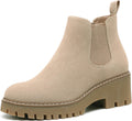 Womens Chunky Platform Chelsea Boot in Suede Leather - Slip On Comfort