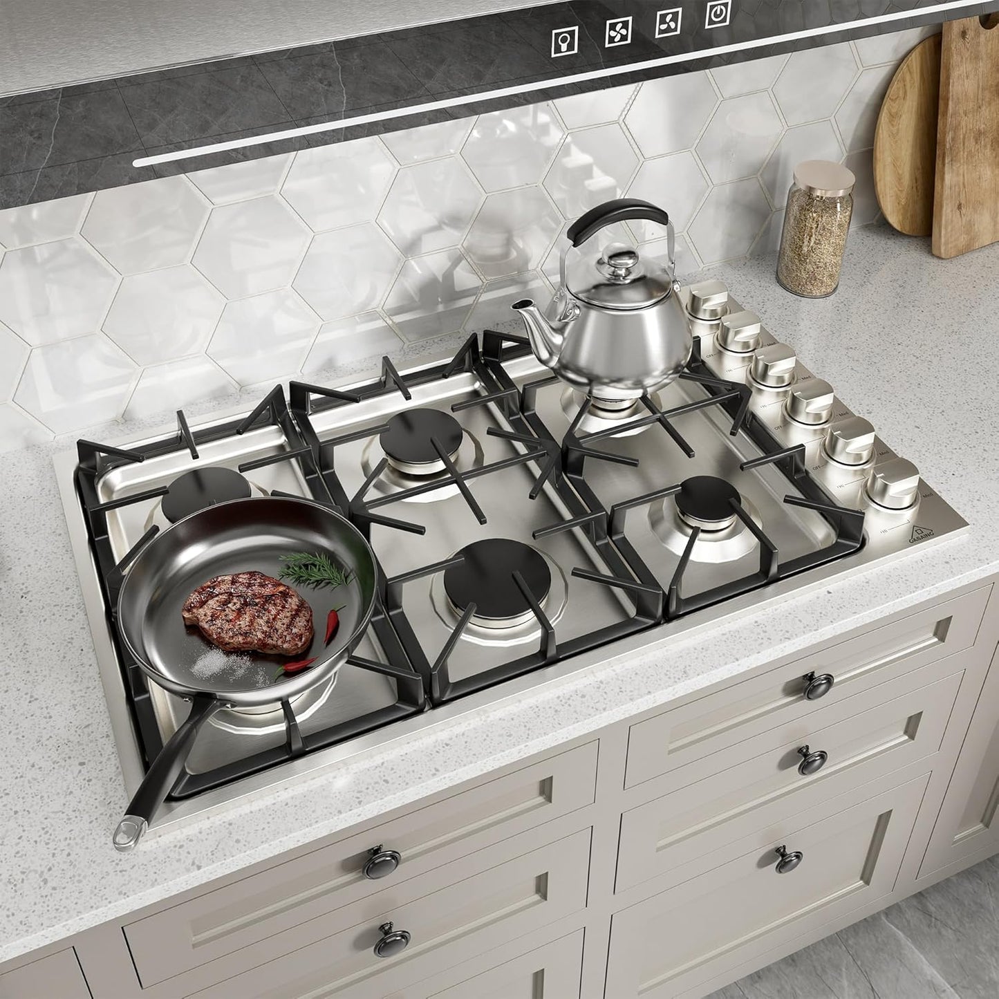 36-Inch Gas Cooktop with 6 Burners for Ultimate Cooking Control