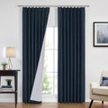 Navy Blue Pinch Pleat Full Blackout Curtains - Thermal Room Darkening