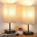 GGOYING Set of 2 Bedside Table Lamp - USB C+A Charging Ports