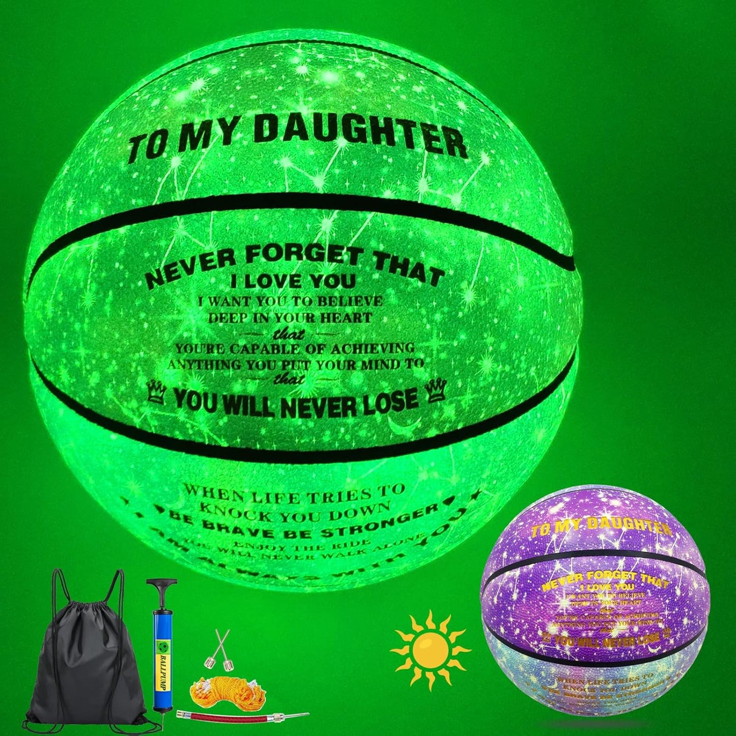 Milachic Glow in The Dark Basketball for Night Play