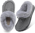 Womens Moccasin Snow Boots Ankle Slippers - Cozy Fur Lined Winter