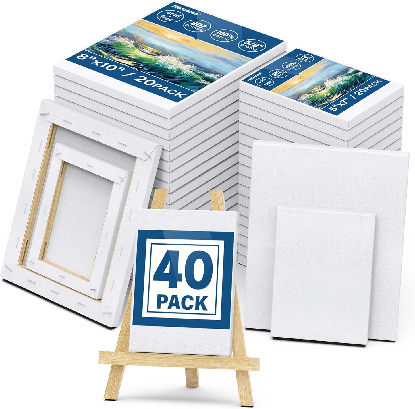 Blank Canvas for Painting - Bulk Pack of 40 for Artists