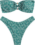 ZAFUL Women's Strapless Bandeau Bikini - O Ring High Cut Fit