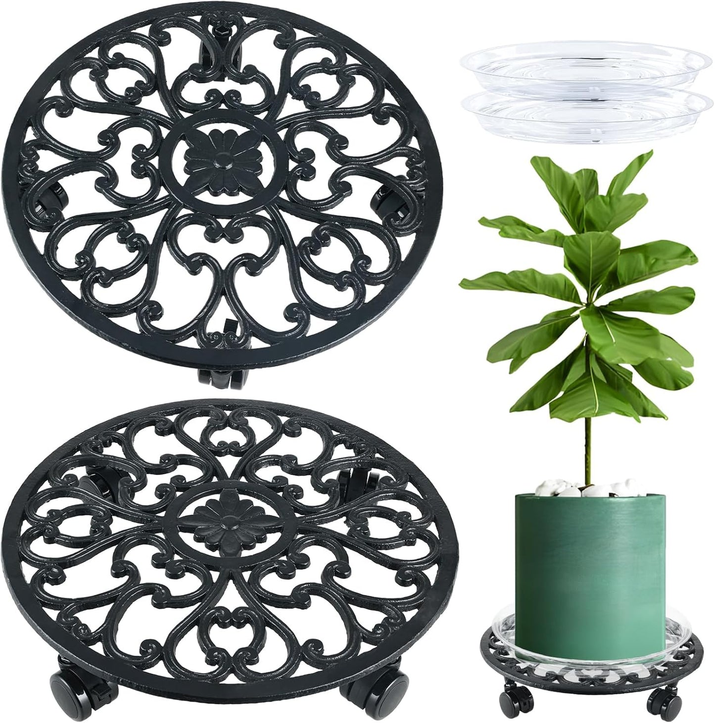 14 Inch Rolling Plant Stand with Wheels for Heavy Duty Use