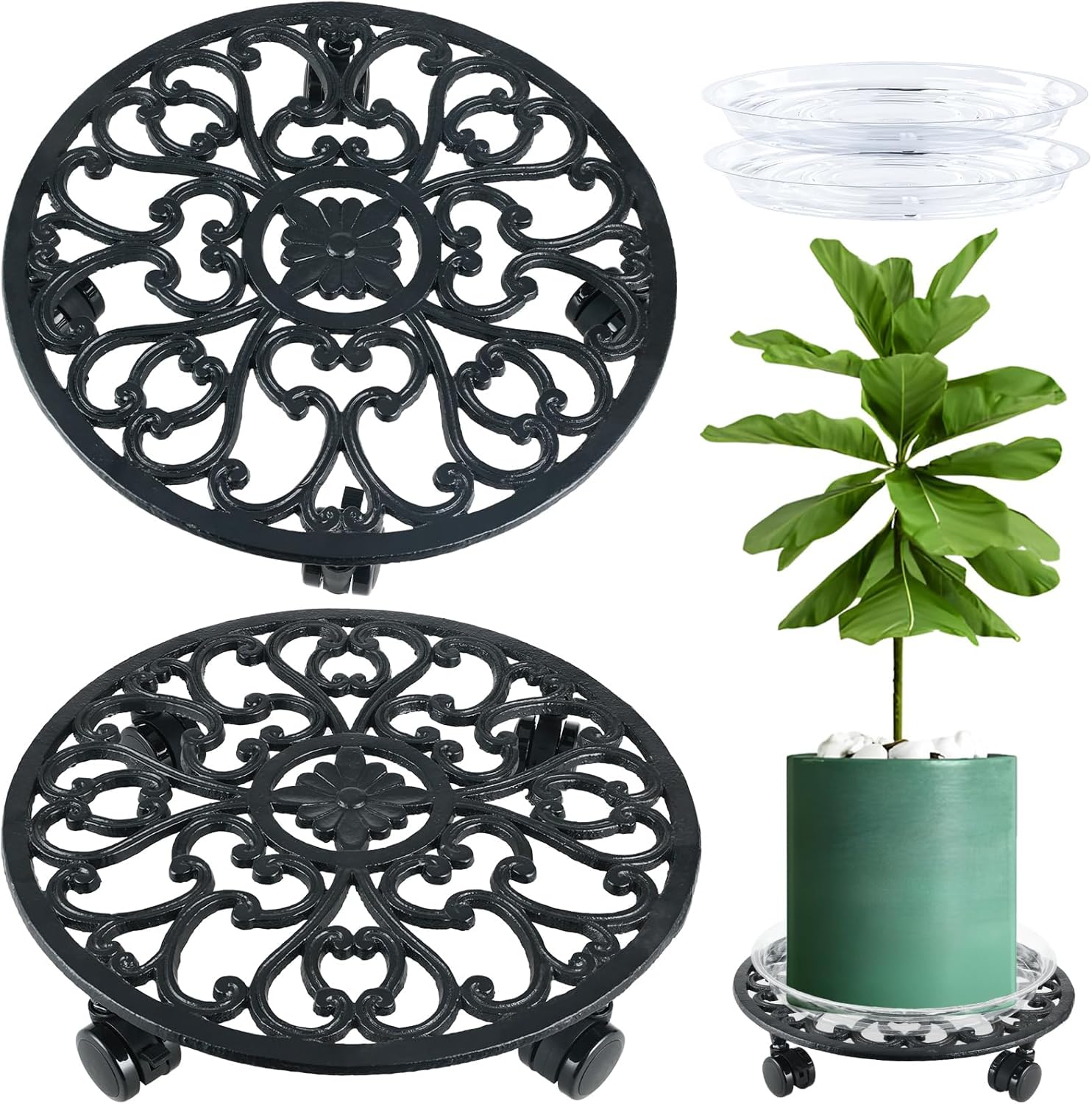 14 Inch Rolling Plant Stand with Wheels for Heavy Duty Use