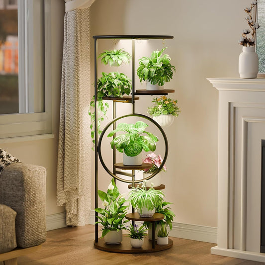 POZILAN Plant Stand Indoor with Grow Light for Multiple Plants
