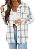 Zeagoo Women Flannel Shacket Jacket Plaid Button Down - Cozy Fall