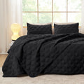 Oversized Super King Quilt Set 128x120 in Black - Lightweight Comfort