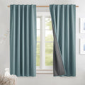 Skylark Blue Thick Linen Blend 100% Blackout Curtains - Full Light