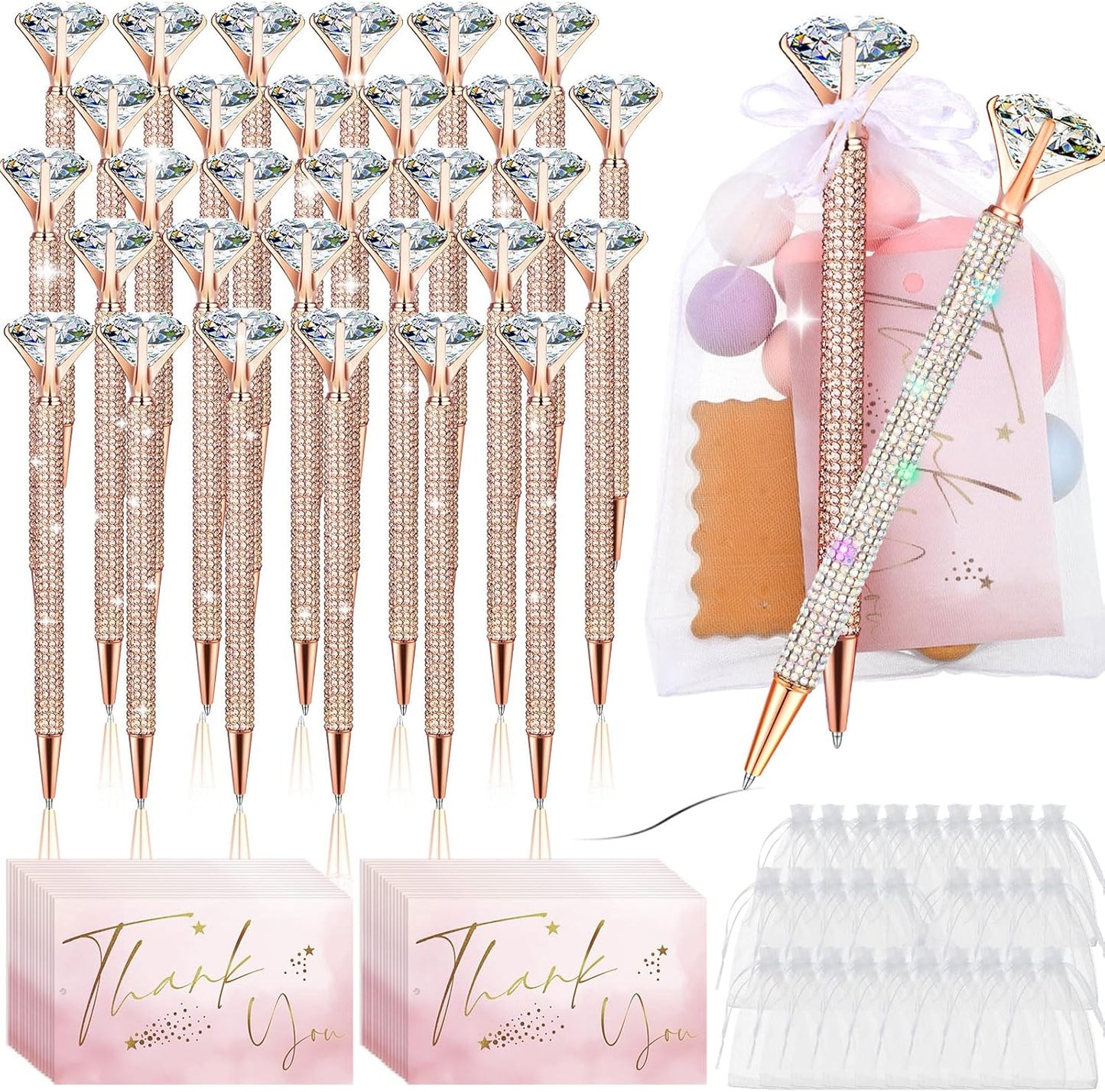 Yeaqee 91 Pcs Bridal Shower Pens Diamond Set for Weddings
