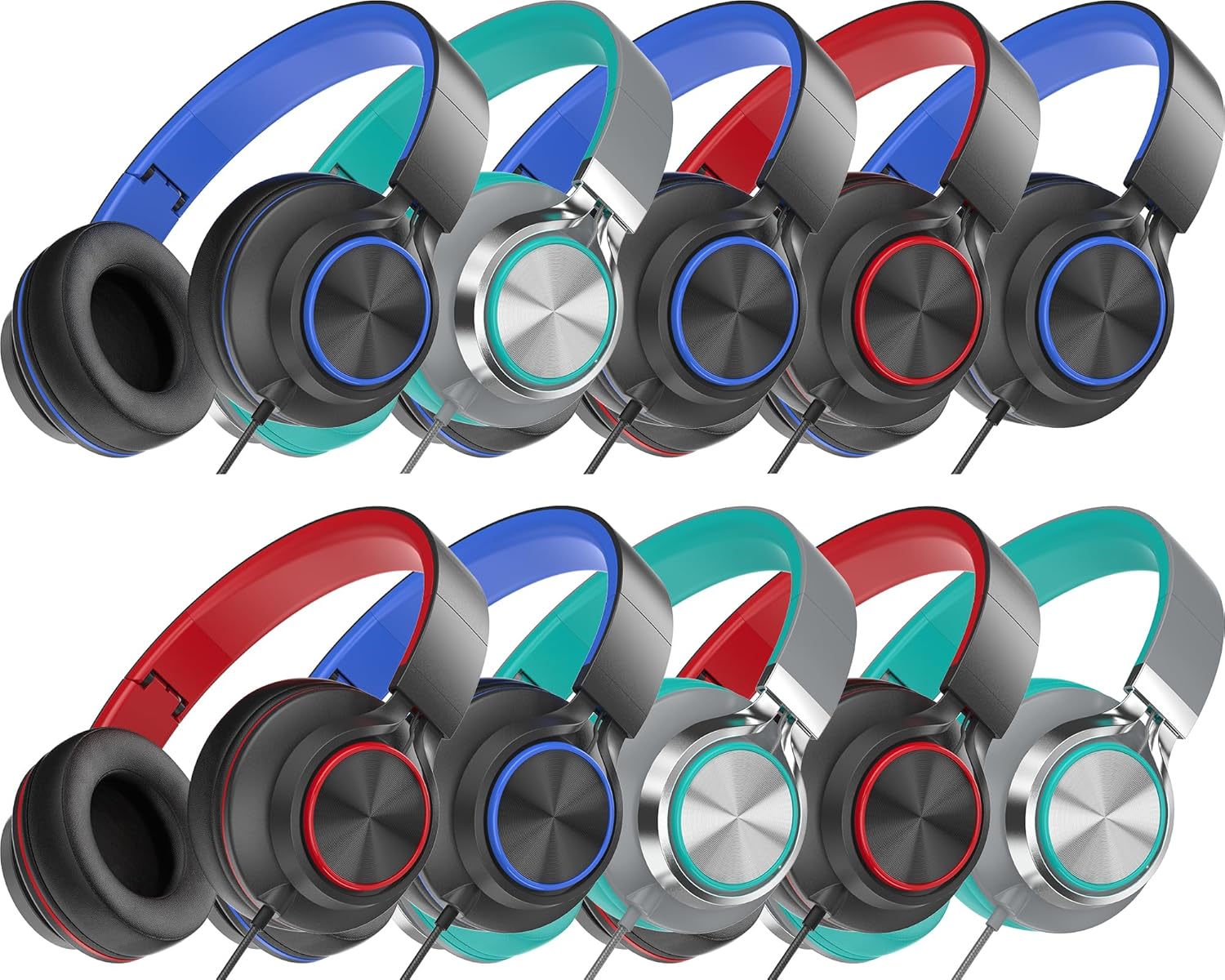 Wired Headphones for School Kids Teens - 10 Pack Multicolor